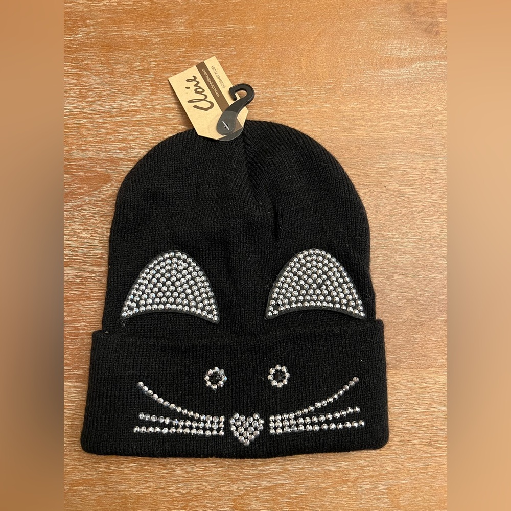 Black cat rhinestone hat